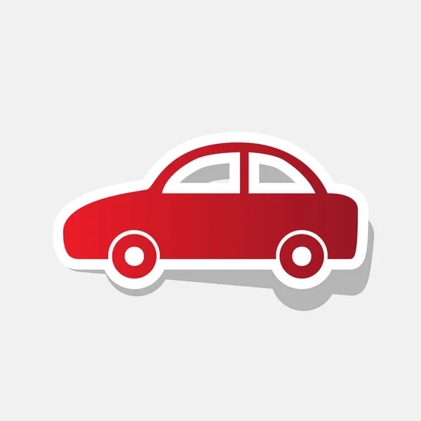 Kocsi jel illusztráció. Vektor. Új év vöröses ikon-val külső körvonal és szürke árnyék, világos szürke háttér. — Stock Vector