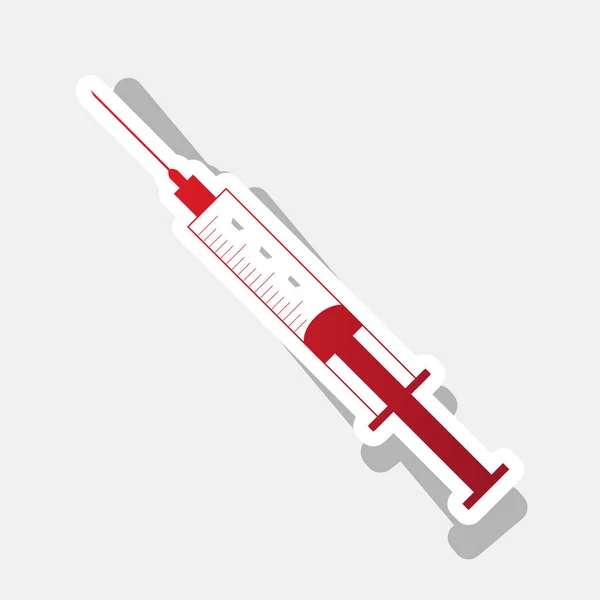 Spuit teken illustratie. Vector. Nieuwjaar roodachtig pictogram met buiten beroerte en grijs schaduw op de lichtgrijze achtergrond. — Stockvector