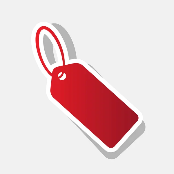 Label sign illustratie. Vector. Nieuwjaar roodachtig pictogram met buiten beroerte en grijs schaduw op de lichtgrijze achtergrond. — Stockvector