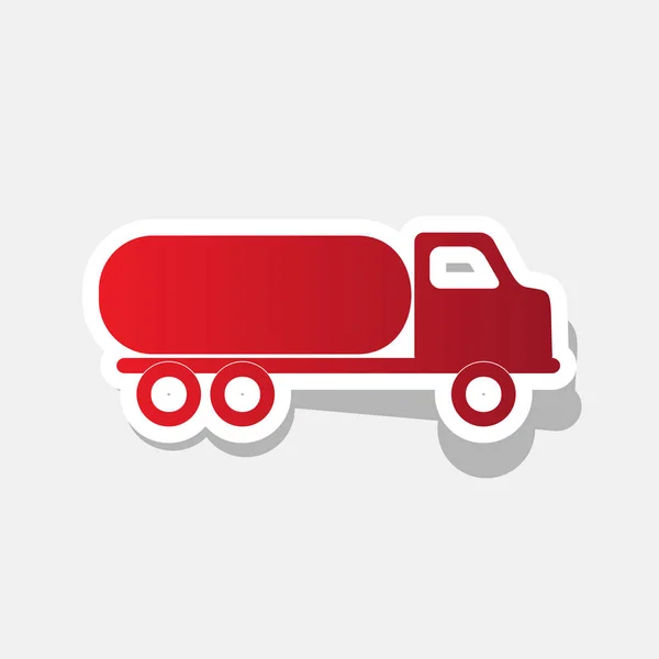Panneau de transport de voiture. Vecteur. Icône rougeâtre nouvelle année avec trait extérieur et ombre grise sur fond gris clair . — Image vectorielle