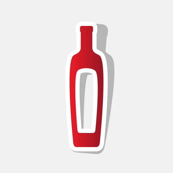 Знак пляшки оливкової олії. Вектор. Новорічна червона ікона з зовнішнім штрихом і сірою тінь на світло-сірому фоні . — стоковий вектор