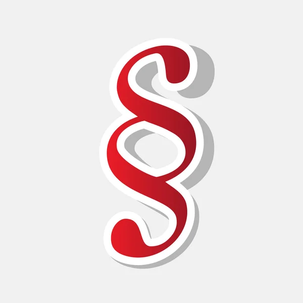Illustration du signe du paragraphe. Vecteur. Icône rougeâtre nouvelle année avec trait extérieur et ombre grise sur fond gris clair . — Image vectorielle