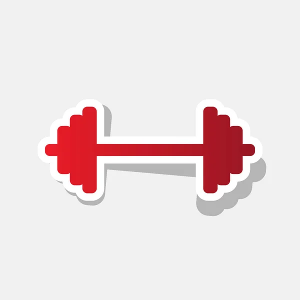 Dumbbell weights sign. Vector. New year reddish icon with outside stroke and gray shadow on light gray background. — Stock Vector