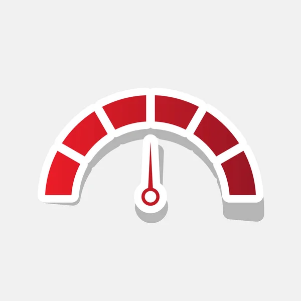 速度計の記号図。ベクトル。明るい灰色の背景に外ストロークと灰色の影で新年の赤アイコン. — ストックベクタ