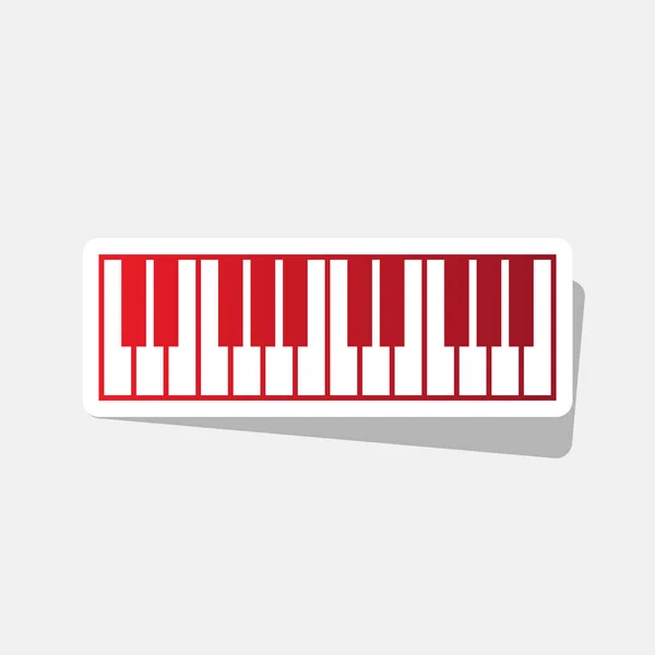 Letrero de teclado de piano. Vector. Año nuevo icono rojizo con trazo exterior y sombra gris sobre fondo gris claro . — Archivo Imágenes Vectoriales