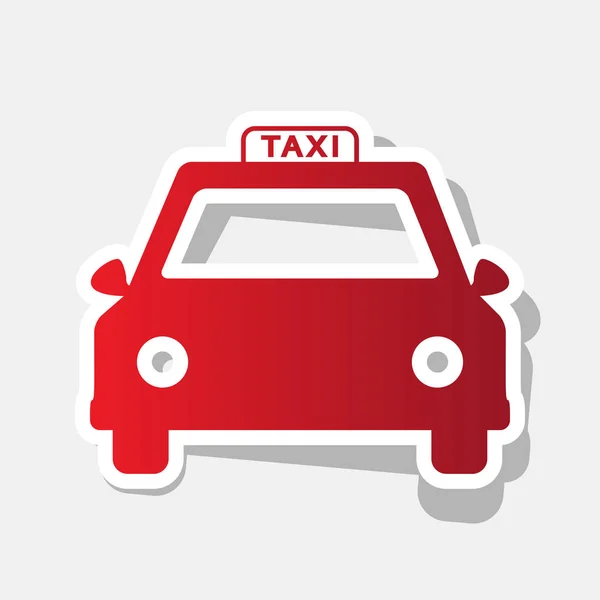 Ілюстрація таксі. Вектор. Новорічна червона ікона з зовнішнім штрихом і сірою тінь на світло-сірому фоні . — стоковий вектор