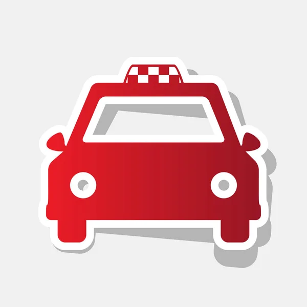 Taxi sign illustration. Vector. New year reddish icon with outside stroke and gray shadow on light gray background. — Stock Vector