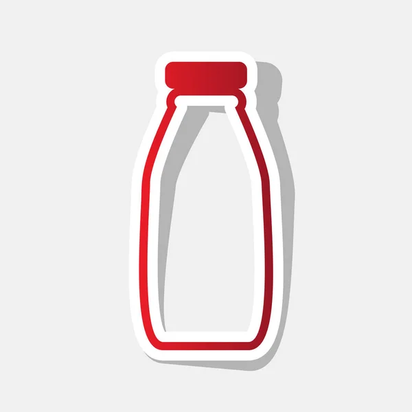 Milk bottle sign. Vector. New year reddish icon with outside stroke and gray shadow on light gray background. — Stock Vector