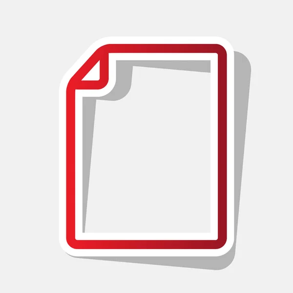 Illustration verticale du signe du document. Vecteur. Icône rougeâtre nouvelle année avec trait extérieur et ombre grise sur fond gris clair . — Image vectorielle
