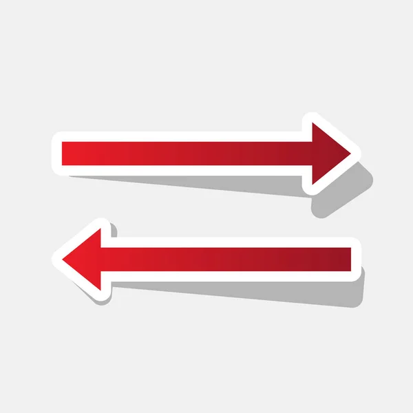 Flèche simple signe. Vecteur. Icône rougeâtre nouvelle année avec trait extérieur et ombre grise sur fond gris clair . — Image vectorielle