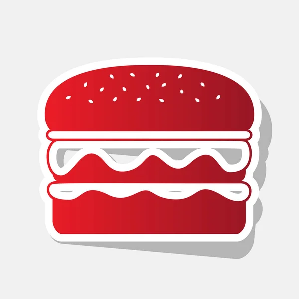 Burger einfaches Zeichen. Vektor. Neujahr rötliches Symbol mit äußerem Strich und grauem Schatten auf hellgrauem Hintergrund. — Stockvektor