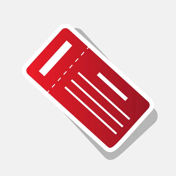 Biglietto semplice segno. Vettore. Nuovo anno icona rossastra con tratto esterno e ombra grigia su sfondo grigio chiaro . — Vettoriale Stock