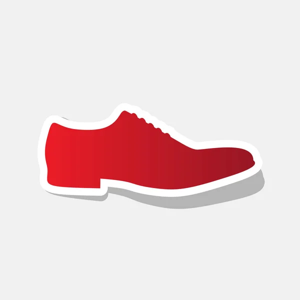 Señal de zapatos de hombre. Vector. Año nuevo icono rojizo con trazo exterior y sombra gris sobre fondo gris claro . — Archivo Imágenes Vectoriales