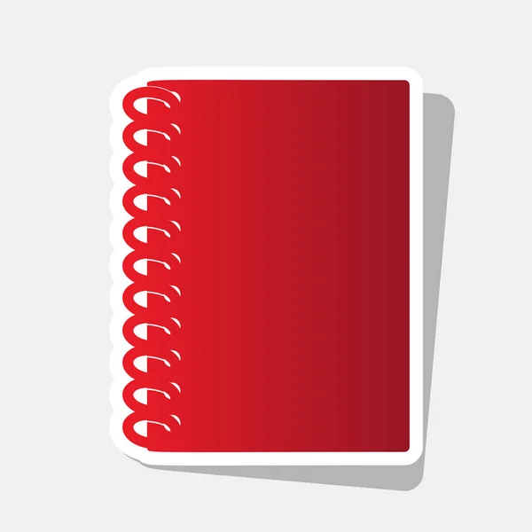 Notebook semplice segno. Vettore. Nuovo anno icona rossastra con tratto esterno e ombra grigia su sfondo grigio chiaro . — Vettoriale Stock
