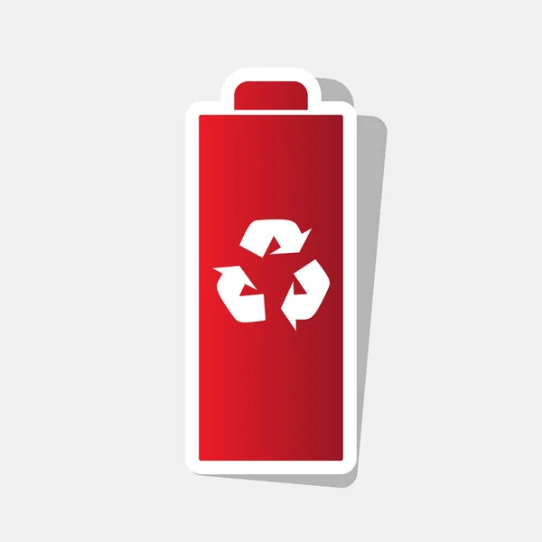 Batterie recyceln Zeichen Illustration. Vektor. Neujahr rötliches Symbol mit äußerem Strich und grauem Schatten auf hellgrauem Hintergrund. — Stockvektor