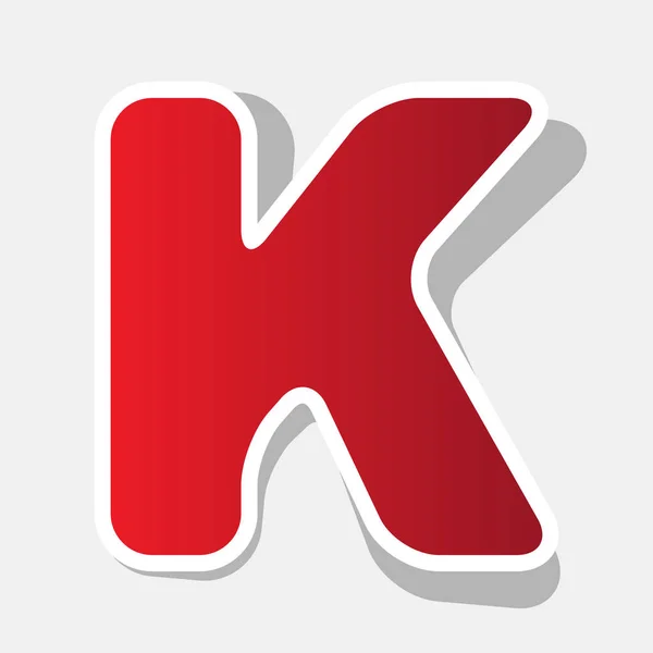 Σύμβολο γράμμα K πρότυπο στοιχείο σχεδίου. Διάνυσμα. Νέο έτος κοκκινωπό εικονίδιο με εξωτερικό εγκεφαλικό επεισόδιο και γκρι σκιά στο ανοιχτό γκρι φόντο. — Διανυσματικό Αρχείο