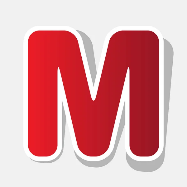 文字 M サインはデザイン テンプレートの要素です。ベクトル。明るい灰色の背景に外ストロークと灰色の影で新年の赤アイコン. — ストックベクタ