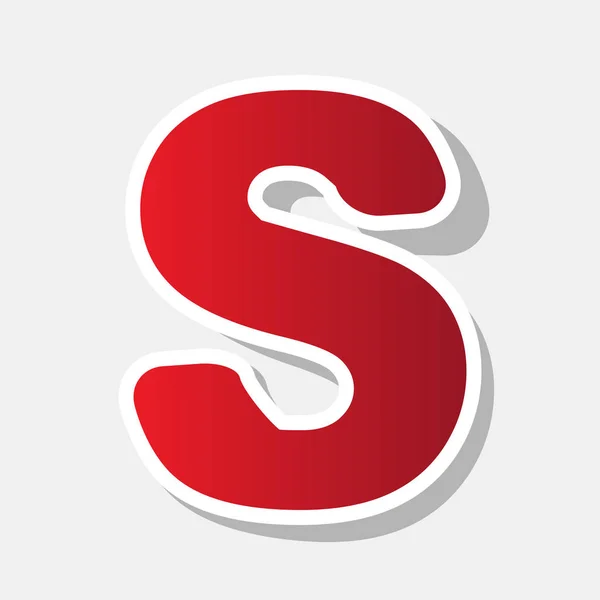 Lettre S signe élément de modèle de conception. Vecteur. Icône rougeâtre nouvelle année avec trait extérieur et ombre grise sur fond gris clair . — Image vectorielle
