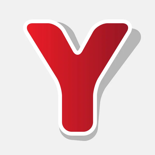 Letter Y teken ontwerpen element sjabloon. Vector. Nieuwjaar roodachtig pictogram met buiten beroerte en grijs schaduw op de lichtgrijze achtergrond. — Stockvector