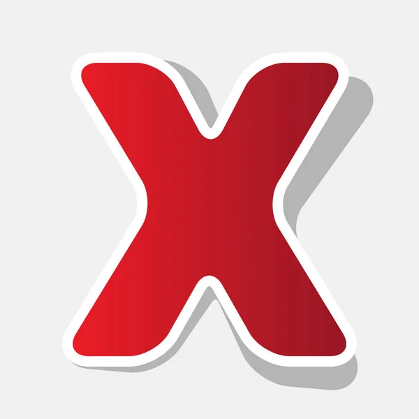Lettre X signe élément de modèle de conception. Vecteur. Icône rougeâtre nouvelle année avec trait extérieur et ombre grise sur fond gris clair . — Image vectorielle