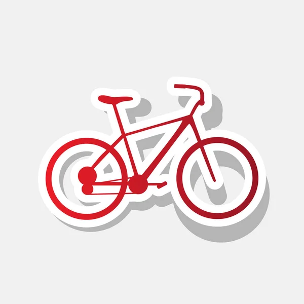 Bicicleta, sinal de bicicleta. Vector. Ano Novo ícone avermelhado com traço exterior e sombra cinza no fundo cinza claro . —  Vetores de Stock