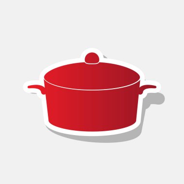 İşareti pan. Vektör. Açık gri renkli dış kontur ve gri gölge ile yeni yıl kırmızımsı simgesi.