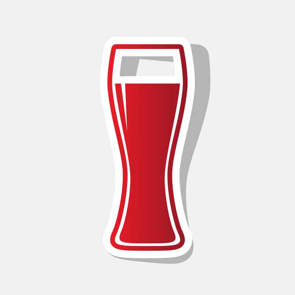 Beer glass sign. Vector. New year reddish icon with outside stroke and gray shadow on light gray background. — Stock Vector