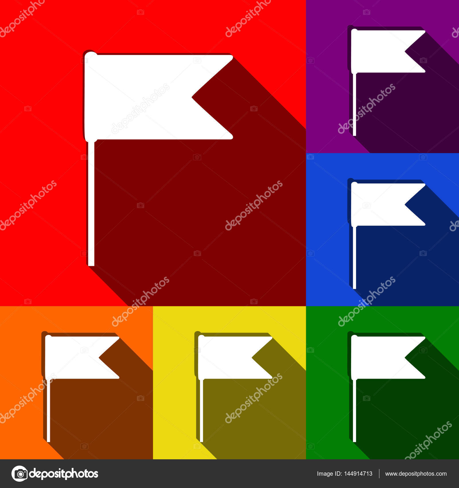 Drapeau Signe Illustration Vector Ensemble Dicônes Avec