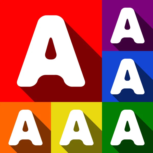 Lettera Un elemento modello di design segno. Vettore. Set di icone con ombre piatte su sfondo rosso, arancione, giallo, verde, blu e viola . — Vettoriale Stock