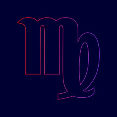 Başak işareti illüstrasyon. Vektör. Menekşe renk koyu mavi zemin üzerine kırmızı üzerinden gradyan ile satırı simgesi.