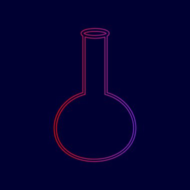 Tüp. Laboratuvar cam işareti. Vektör. Menekşe renk koyu mavi zemin üzerine kırmızı üzerinden gradyan ile satırı simgesi.