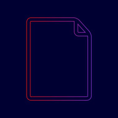 Dikey belge işareti illüstrasyon. Vektör. Menekşe renk koyu mavi zemin üzerine kırmızı üzerinden gradyan ile satırı simgesi.