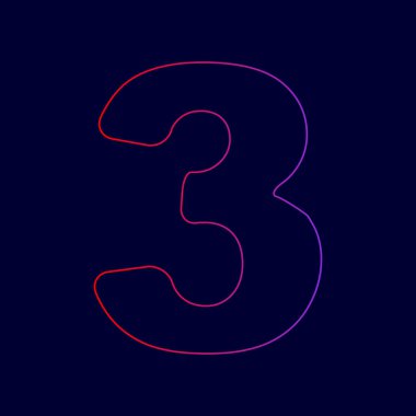 3 numara işareti tasarım şablonu öğesi. Vektör. Menekşe renk koyu mavi zemin üzerine kırmızı üzerinden gradyan ile satırı simgesi.