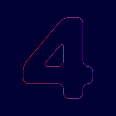 4 numaralı işaret tasarım şablonu öğesi. Vektör. Menekşe renk koyu mavi zemin üzerine kırmızı üzerinden gradyan ile satırı simgesi.