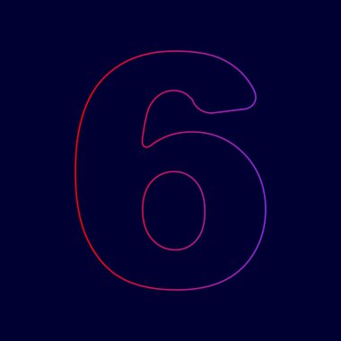 6 numaralı işaret tasarım şablonu öğesi. Vektör. Menekşe renk koyu mavi zemin üzerine kırmızı üzerinden gradyan ile satırı simgesi.