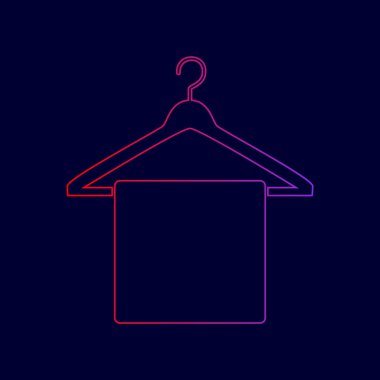 Havlu üzerinde askı işareti. Vektör. Menekşe renk koyu mavi zemin üzerine kırmızı üzerinden gradyan ile satırı simgesi.