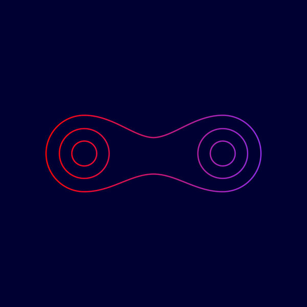 Link sign illustration. Vector. Line icon with gradient from red to violet colors on dark blue background.