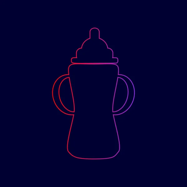 ベビーサイン ボトル。ベクトル。赤から暗い青色の背景に紫の色へのグラデーションとライン アイコン. — ストックベクタ