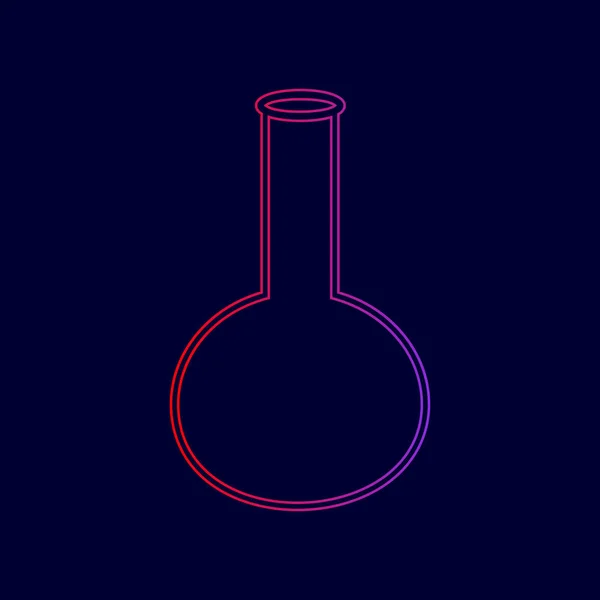 管。实验室玻璃标志。矢量。从红到紫颜色深蓝色背景上的渐变线图标. — 图库矢量图片