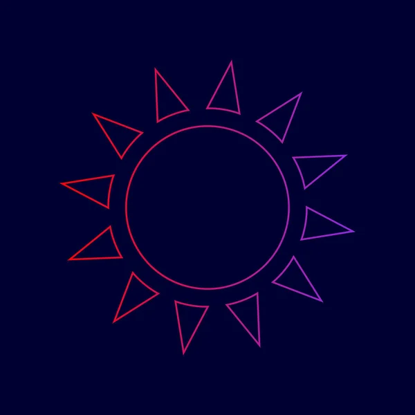 Sun sign illusztráció. Vektor. Sor ikon színátmenettel, a piros, lila színű, sötét kék háttér. — Stock Vector