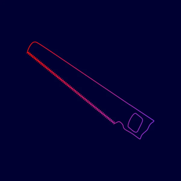 Sah einfaches Zeichen. Vektor. Liniensymbol mit Farbverlauf von rot nach violett auf dunkelblauem Hintergrund. — Stockvektor
