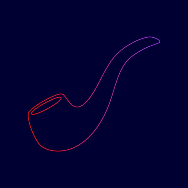 Señal de pipa de humo. Vector. Icono de línea con degradado de rojo a violeta sobre fondo azul oscuro . — Archivo Imágenes Vectoriales