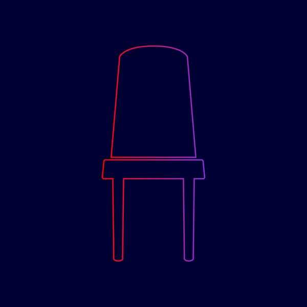 Signe de chaise de bureau. Vecteur. Icône de ligne avec dégradé de rouge à violet sur fond bleu foncé . — Image vectorielle