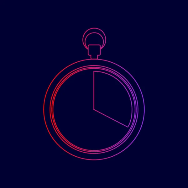 Le signal du chronomètre de 20 secondes. Vecteur. Icône de ligne avec dégradé de rouge à violet sur fond bleu foncé . — Image vectorielle