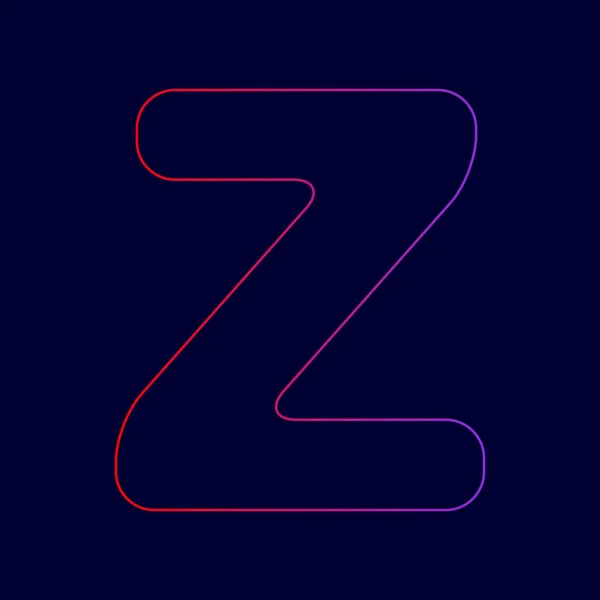 Letter Z teken ontwerpen element sjabloon. Vector. Lijn pictogram met gradiënt van rood naar violet kleuren op donkere blauwe achtergrond. — Stockvector