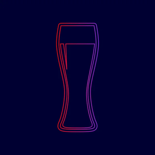 Panneau en verre de bière. Vecteur. Icône de ligne avec dégradé de rouge à violet sur fond bleu foncé . — Image vectorielle