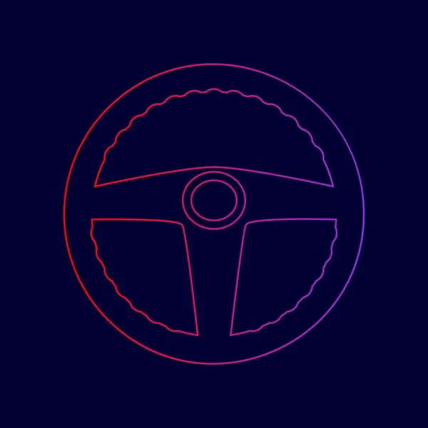 Carrinho do condutor. Vector. Ícone de linha com gradiente de cores vermelhas a violetas no fundo azul escuro . — Vetor de Stock