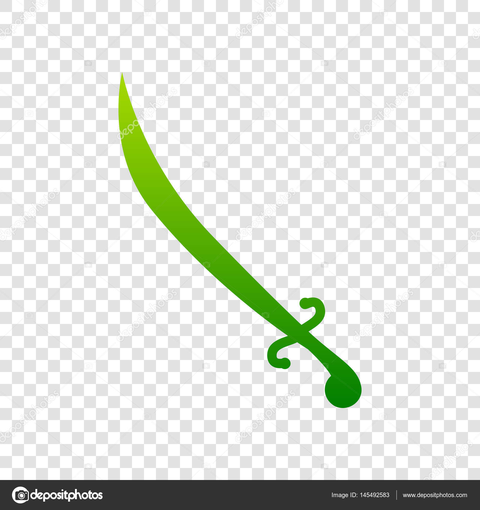 剣の印のイラスト ベクトル 透明な背景に緑色のグラデーションのアイコン ストックベクター C Asmati1702 Gmail Com
