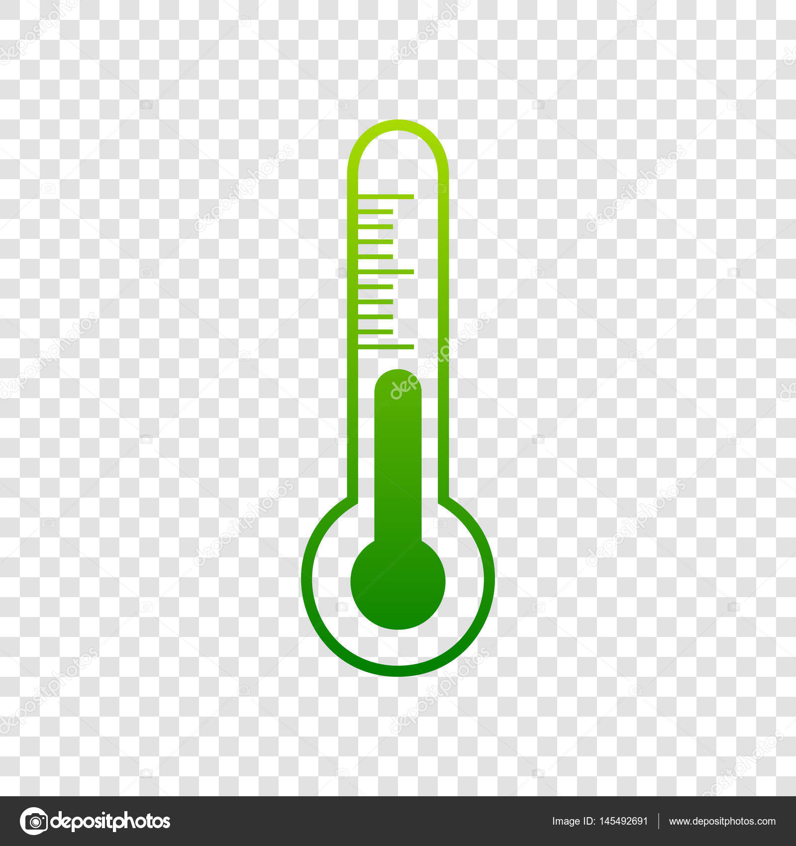 Meteo diagnostic technology thermometer sign. Vector. Green gradient