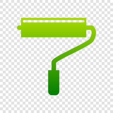 Silindir işareti illüstrasyon. Vektör. Saydam arka plan üzerinde yeşil degrade simgesi.